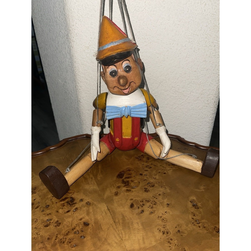 Vintage 1950s Carved Wood Pinocchio Marionette puppet rare Disney
